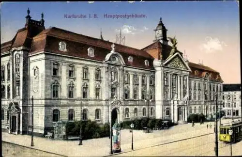 Ak Karlsruhe in Baden, Hauptpostgebäude