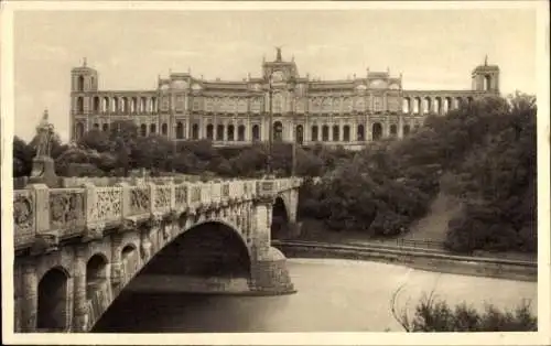 Ak München, Maximiliansbrücke, Maximilianeum