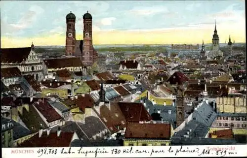 Ak München, Totalansicht mit Frauenkirche