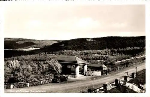 Ak Langscheid am Sorpesee Sundern im Sauerland, Stollenhäuschen, Sorpedamm