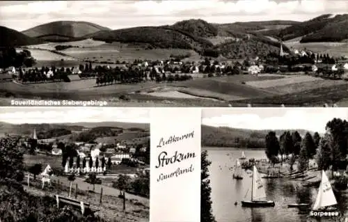 Ak Stockum Sundern im Sauerland, Sauerländisches Siebengebirge, Sorpesee, Segelboote
