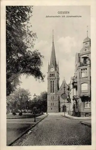 Ak Giessen Gießen an der Lahn Hessen, Johannesstraße, Johanneskirche