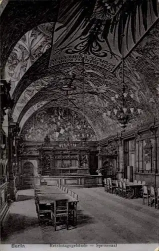 Ak Berlin Tiergarten, Reichstagsgebäude, Speisesaal, Wappen, Deckengemälde