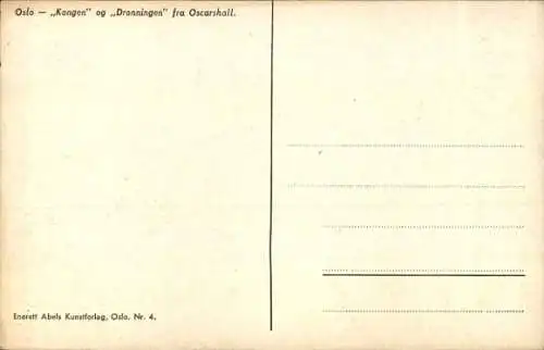 Ak Oslo Norwegen, Kongen og Dronningen fra Oscarshall