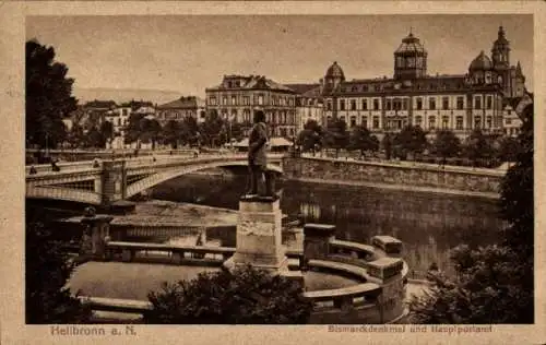 Ak Heilbronn am Neckar, Bismarckdenkmal, Hauptpostamt