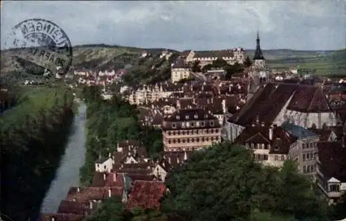 Ak Tübingen am Neckar, Stadt von Osten gesehen, Fluss