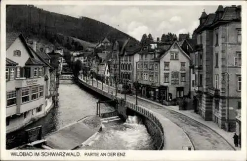 Ak Bad Wildbad im Schwarzwald, Enz, Brücke