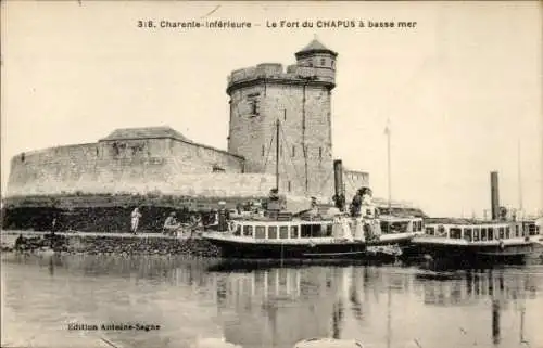 Ak Bourcefranc le Chapus Charente Maritime, Fort du Chapus bei Niedrigwasser