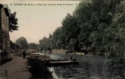 Ak Poissy Yvelines, Vue sur le petit bras de Seine