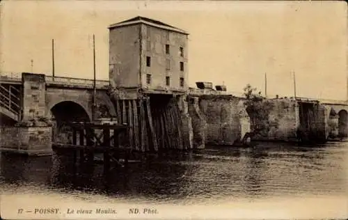 Ak Poissy Yvelines, alte Mühle