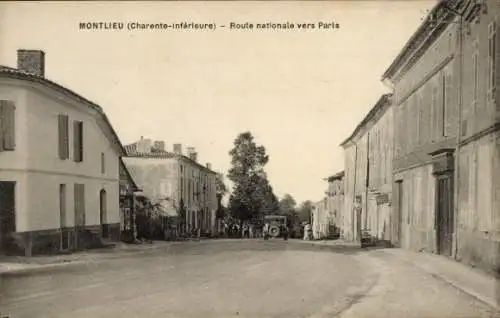 Ak Montlieu Charente-Maritime, Route nationale vers Paris