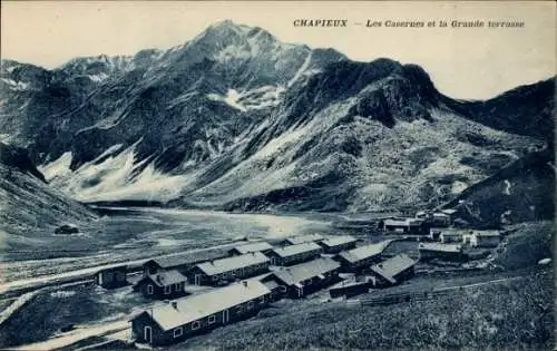 Ak Les Chapieux Savoie, Casernes, Grande terrasse, Gebirge