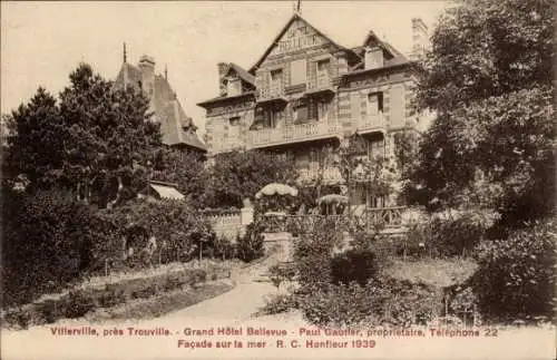 Ak Villerville Calvados, Grand Hotel Bellevus, Facade sur la Mer