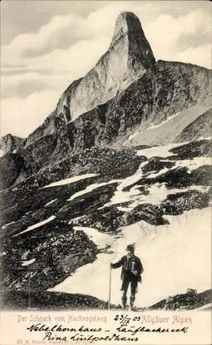 Ak Allgäuer Alpen, Bergsteiger, Der Schneck vom Hochvogelweg