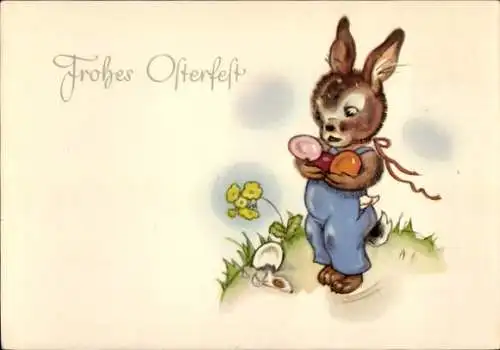 Ak Frohe Ostern, Osterhase, Ostereier
