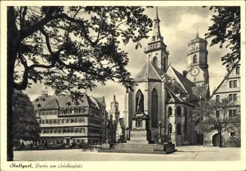 Ak Stuttgart in Württemberg, Schillerplatz