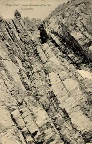 Ak Oberstdorf im Oberallgäu, Biberkopf-Weg VI, Anstiegrinne