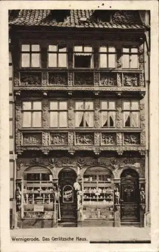 Ak Wernigerode, Das Gerlitzsche Haus, Vorderfassade, Schaufenster