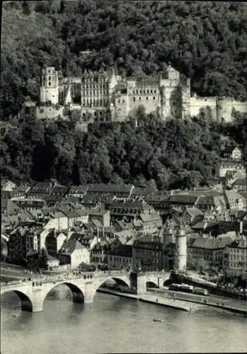 Ak Heidelberg am Neckar,  Teilansicht, Burg, Brücke