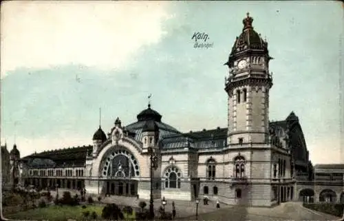 Ak Köln, Ansicht vom Bahnhof, Turmuhr, Eingangsbereich