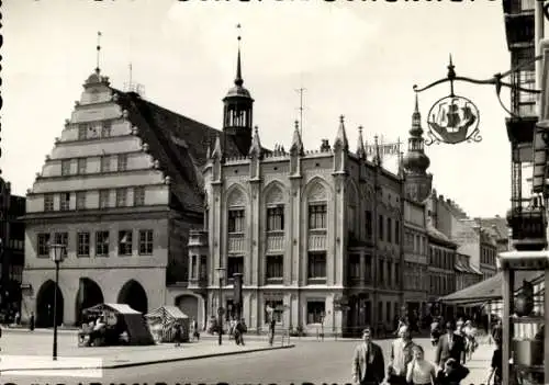 Ak Hansestadt Greifswald, Rathaus, Marktstände