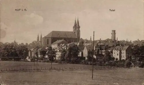 Ak Hof an der Saale Oberfranken Bayern, Totale