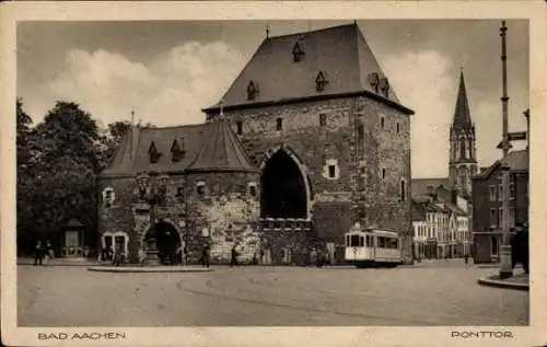Ak Aachen Westfalen, am Ponttor, Straßenbahn