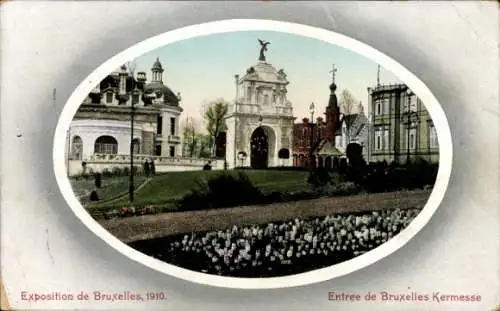 Passepartout Ak Weltausstellung Brüssel 1910, Eingang, Eingangsbereich, Messe