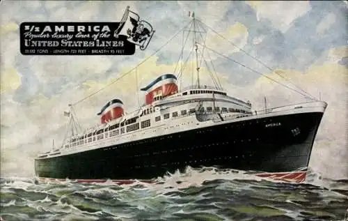 Ak Dampfer SS America, United States Lines USL