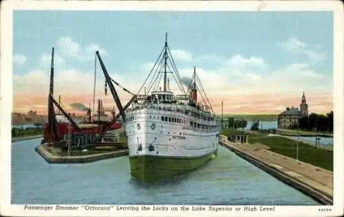 Ak-Passagierdampfer Octorara verlässt die Schleusen am Lake Superier oder High Level