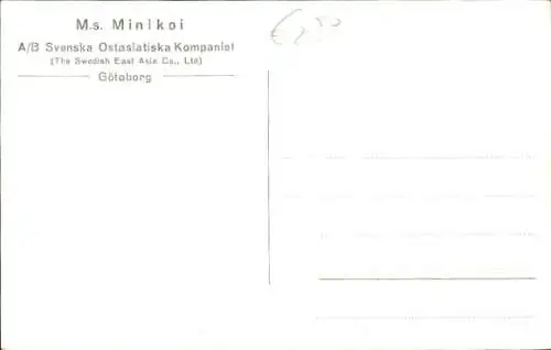 Ak Frachtschiff M.S. Minikoi, Svenska Ostasiatiska Komp.
