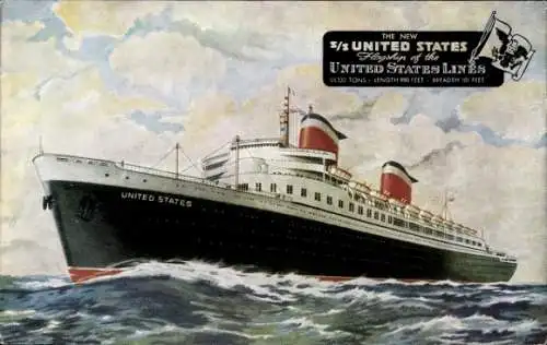 Ak Dampfer SS United States, United States Lines, USL