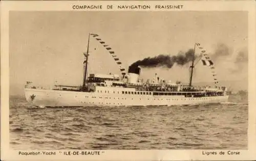 Ak Paquebot-Yacht Ile de Beaute, Fraissinet Navigation Company