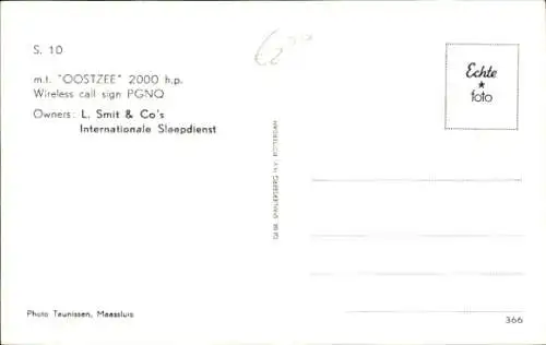 Ak L. Smit & Co., M.T. Oostzee, Internationale Sleepdienst, Schleppschiff