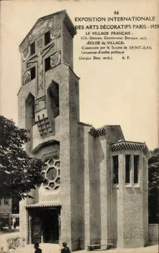 Ak Paris, Expo des Arts Déco 1925, Le Village Francais, Église du Village
