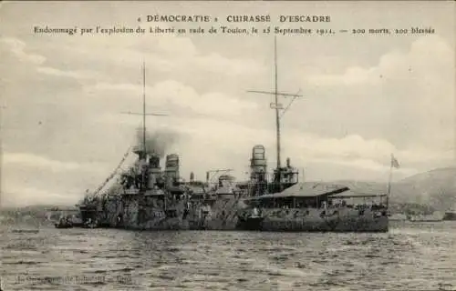 Ak Französisches Kriegsschiff Democratie