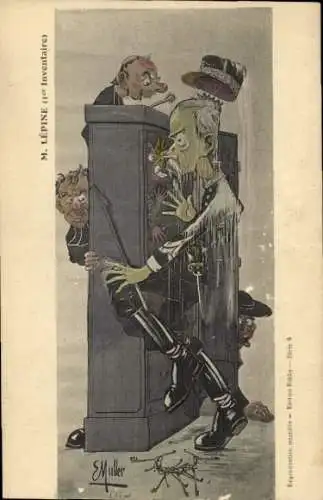 Künstler Ak Muller, Karikatur, Louis Lepine, Karikatur