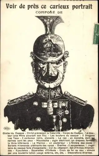 Künstler Ak Karikatur, Kaiser Wilhelm II.