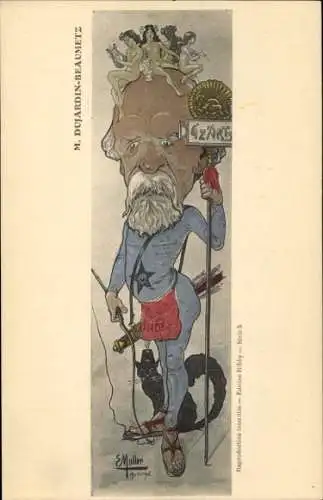 Künstler Ak Muller, E., Étienne Dujardin-Beaumetz, Karikatur