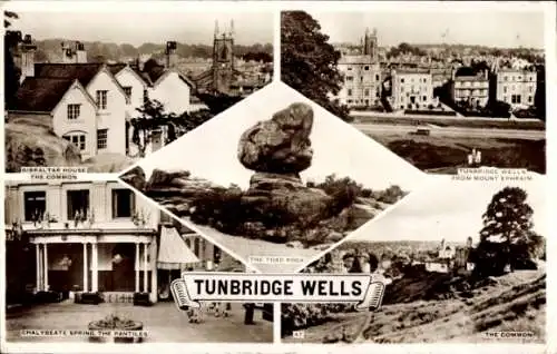 Ak Tunbridge Wells Kent England, Gibraltar House, Toad Rock, Common, Chalybeate Spring