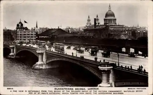 Ak London City England, Blackfriars Bridge, St. Pauls