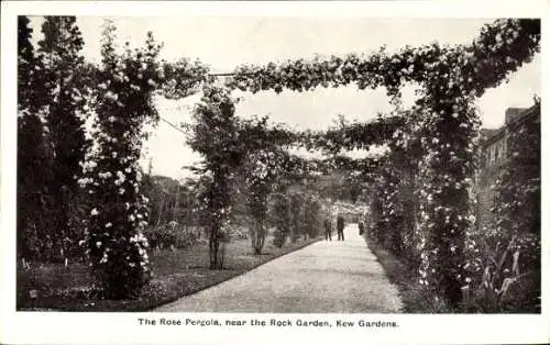 Ak Kew Londoner Stadtteil Richmond upon Thames, Kew Gardens, Rosenpergola