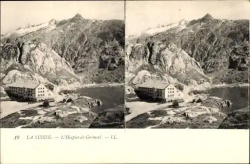 Stereo Ak Kanton Bern Schweiz, Grimsel-Hospiz
