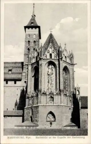 Ak Marienburg Malbork Westpreußen, Marienbild an der Kapelle der Marienburg