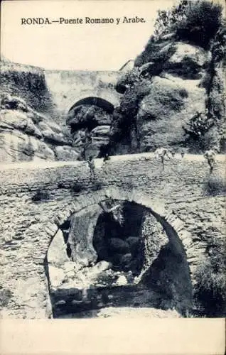 Ak Ronda Andalusien Spanien, römische und arabische Brücke