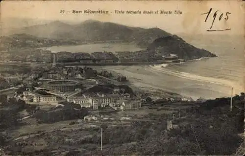 Ak Donostia San Sebastian Baskenland, Blick vom Berg Ulia