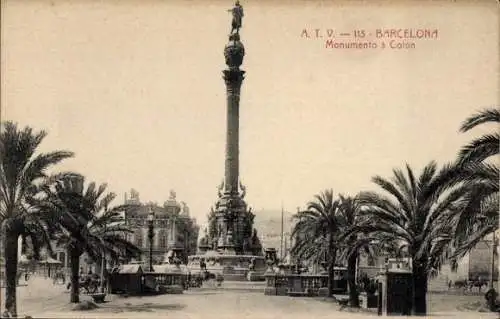 AK Barcelona Katalonien Spanien, Kolumbus-Denkmal