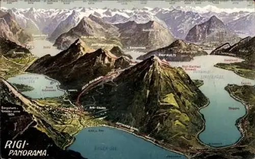 Ak Rigi Kulm Kanton Schwyz, Panorama, Vierwaldstättersee