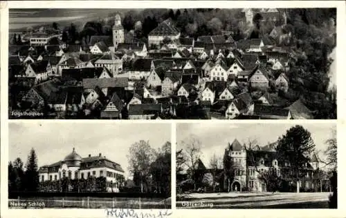 Ak Jagsthausen in Baden Württemberg, Teilansicht, Neues Schloss, Götzenburg