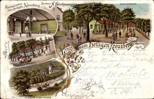 Litho Darmstadt in Hessen, Restaurant zum heiligen Kreuzuberg, N. Strohmenger